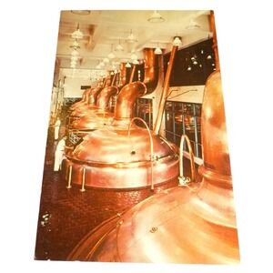 Vintage Miller High Life Brewhouse Postcard Curteichcolor Copper Kettles Chrome
